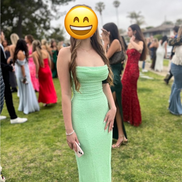 Oh Polly Palermo , Embellished Bandeau Cowl neck Maxi dress in mint . US 2 - Picture 5 of 8